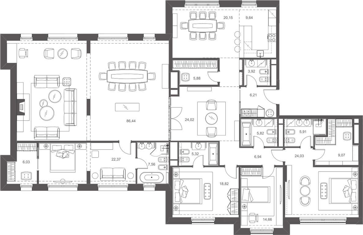 Apartment Sale, 215.8平方米 at Russian Seasons, Bolshaya Ordynka Street, 19с9, Moscow, Russia #2
