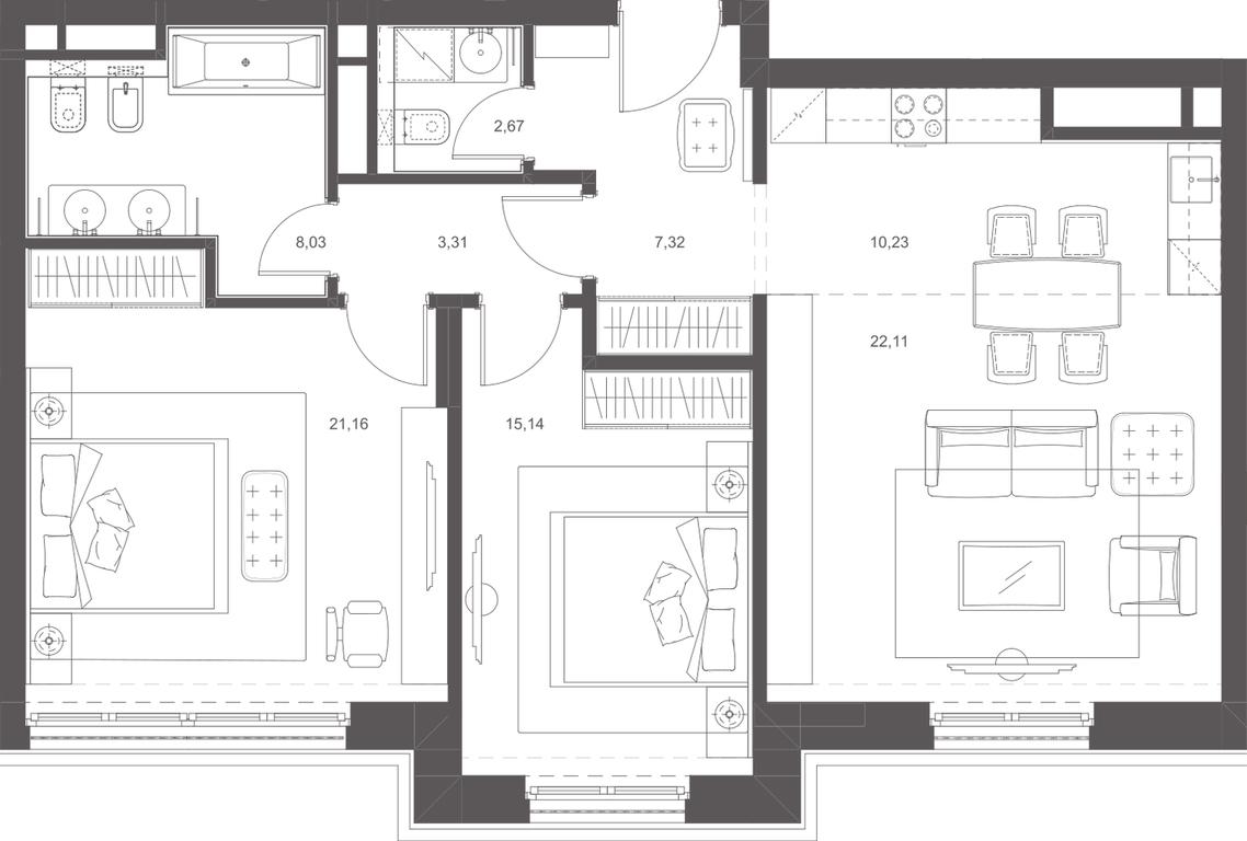 Apartment Sale, 92.5平方米 at Russian Seasons, Bolshaya Ordynka Street, 19с9, Moscow, Russia #2