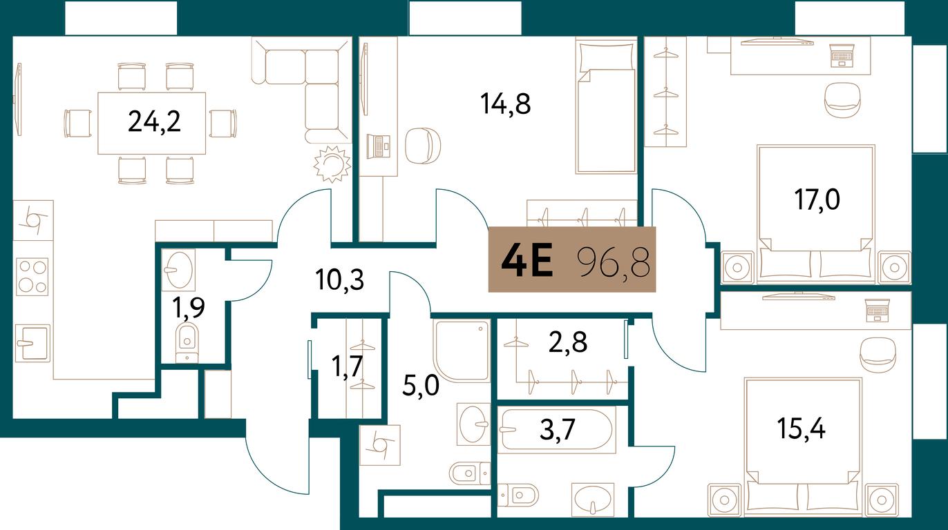3-BD Apartment Sale, 96.8平方米 at Nastoiashchee, Vinnitskaya Street, 8к3, Moscow, Russia #2