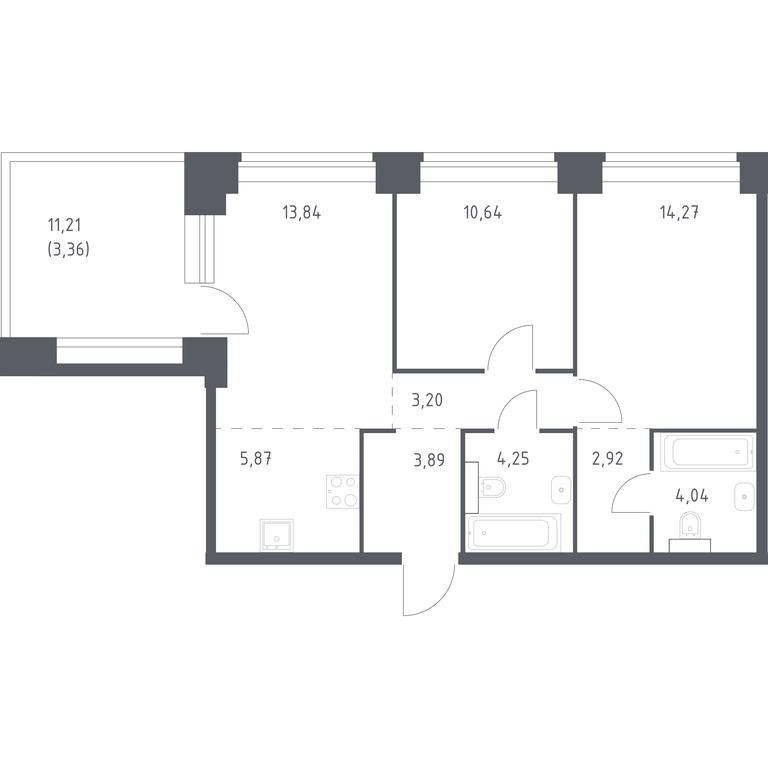 1-BD Apartment Sale, 66.28平方米 at Nova, Bratyev Fonchenko Street, вл21, Moscow, Russia #1 1-BD Apartment Sale, 66.28平方米 at Nova, Bratyev Fonchenko Street, вл21, Moscow, Russia #1