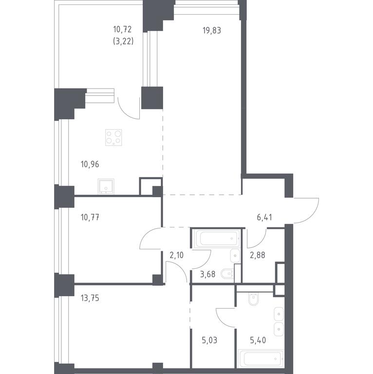 1-BD Apartment Sale, 84.03 sq. m. at Nova, Bratyev Fonchenko Street, вл21, Moscow, Russia #1 1-BD Apartment Sale, 84.03 sq. m. at Nova, Bratyev Fonchenko Street, вл21, Moscow, Russia #1