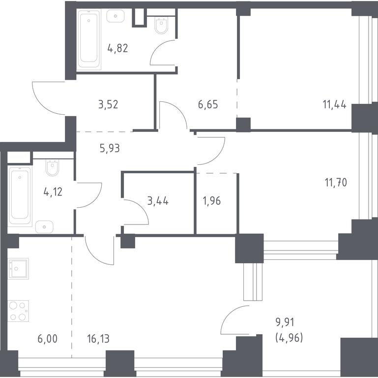 1-BD Apartment Sale, 80.67 sq. m. at Nova, Bratyev Fonchenko Street, вл21, Moscow, Russia #1 1-BD Apartment Sale, 80.67 sq. m. at Nova, Bratyev Fonchenko Street, вл21, Moscow, Russia #1