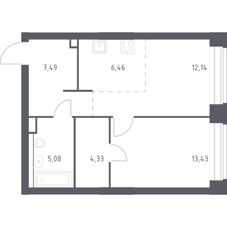 Apartment Sale, 48.93 sq. m. at Nova, Bratyev Fonchenko Street, вл21, Moscow, Russia #1
