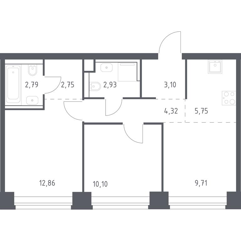 1-BD Apartment Sale, 54.31 sq. m. at Nova, Bratyev Fonchenko Street, вл21, Moscow, Russia #1 1-BD Apartment Sale, 54.31 sq. m. at Nova, Bratyev Fonchenko Street, вл21, Moscow, Russia #1