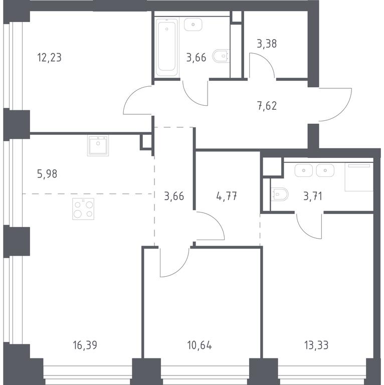 2-BD Apartment Sale, 85.37 sq. m. at Nova, Bratyev Fonchenko Street, вл21, Moscow, Russia #1 2-BD Apartment Sale, 85.37 sq. m. at Nova, Bratyev Fonchenko Street, вл21, Moscow, Russia #1