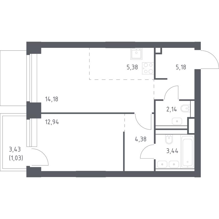 Apartment Sale, 48.67 sq. m. at Nova, Bratyev Fonchenko Street, вл21, Moscow, Russia #1 Apartment Sale, 48.67 sq. m. at Nova, Bratyev Fonchenko Street, вл21, Moscow, Russia #1