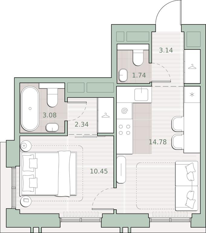 1-BD Apartment Sale, 35.53 sq. m. at Sreda na Kutuzovskom, Ivana Franko Street, Moscow, Russia #2