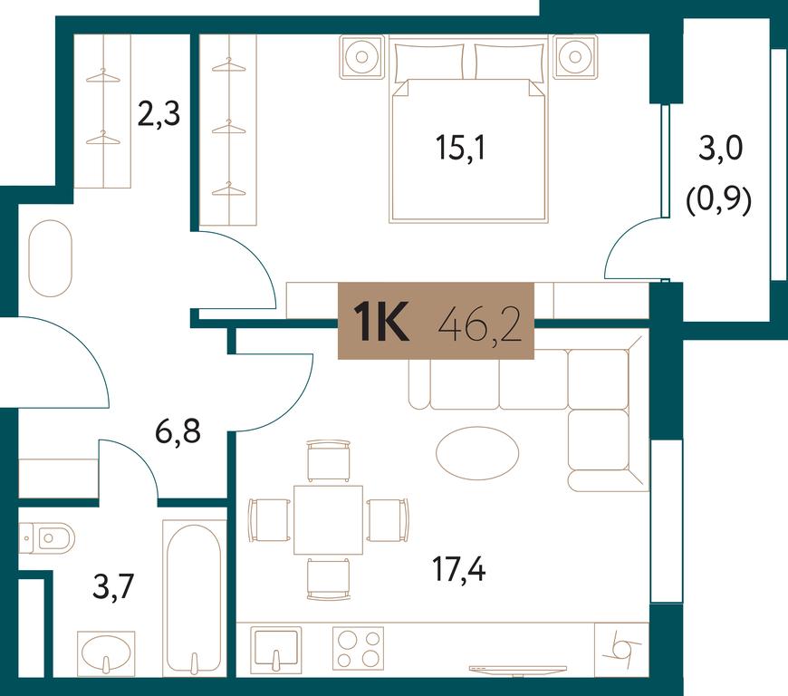 1-BD Apartment Sale, 46.5平方米 at Nastoiashchee, Vinnitskaya Street, 8к1, Moscow, Russia #1 1-BD Apartment Sale, 46.5平方米 at Nastoiashchee, Vinnitskaya Street, 8к1, Moscow, Russia #1