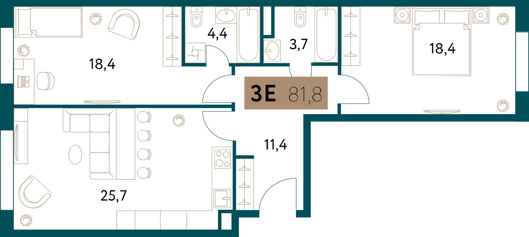 2-BD Apartment Sale, 81.8 sq. m. at Nastoiashchee, Vinnitskaya Street, 8к4, Moscow, Russia #2 2-BD Apartment Sale, 81.8 sq. m. at Nastoiashchee, Vinnitskaya Street, 8к4, Moscow, Russia #2