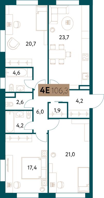 3-BD Apartment Sale, 106.3 sq. m. at Nastoiashchee, Vinnitskaya Street, 8к4, Moscow, Russia #2