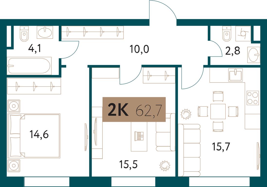 2-BD Apartment Sale, 62.7 sq. m. at Nastoiashchee, Vinnitskaya Street, 8к4, Moscow, Russia #1 2-BD Apartment Sale, 62.7 sq. m. at Nastoiashchee, Vinnitskaya Street, 8к4, Moscow, Russia #1