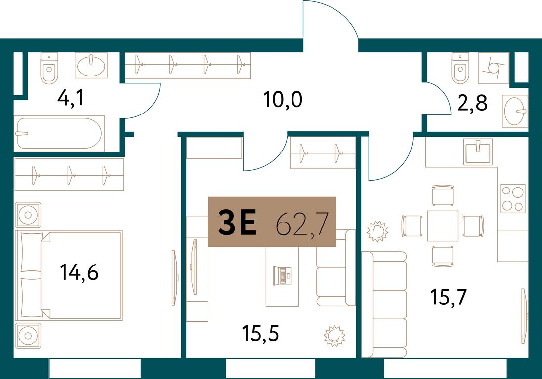 2-BD Apartment Sale, 62.7 sq. m. at Nastoiashchee, Vinnitskaya Street, 8к4, Moscow, Russia #2 2-BD Apartment Sale, 62.7 sq. m. at Nastoiashchee, Vinnitskaya Street, 8к4, Moscow, Russia #2