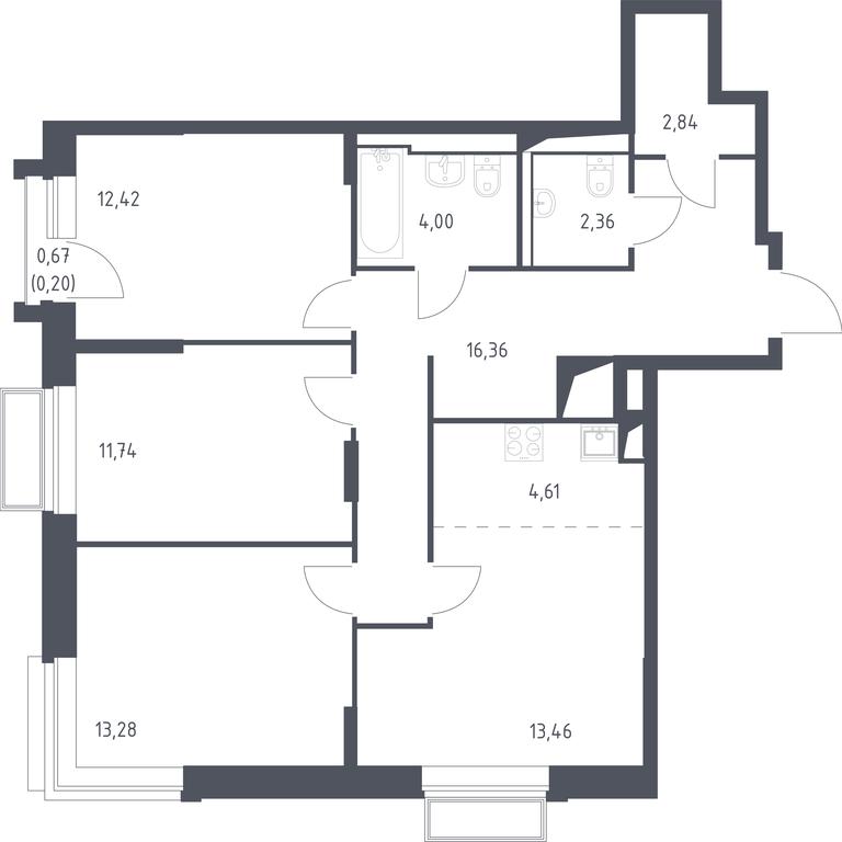 2-BD Apartment Sale, 81.27 sq. m. at Dolina Yauzy, Trudovaya Street, 23, Mytischi, Moscow Region, Russia #1 2-BD Apartment Sale, 81.27 sq. m. at Dolina Yauzy, Trudovaya Street, 23, Mytischi, Moscow Region, Russia #1