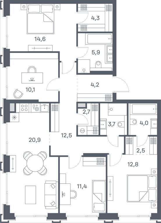 4-BD Apartment Sale, 109.6 sq. m. at Portland, Yuzhnoportovaya Street, 42с5, Moscow, Russia #1 4-BD Apartment Sale, 109.6 sq. m. at Portland, Yuzhnoportovaya Street, 42с5, Moscow, Russia #1