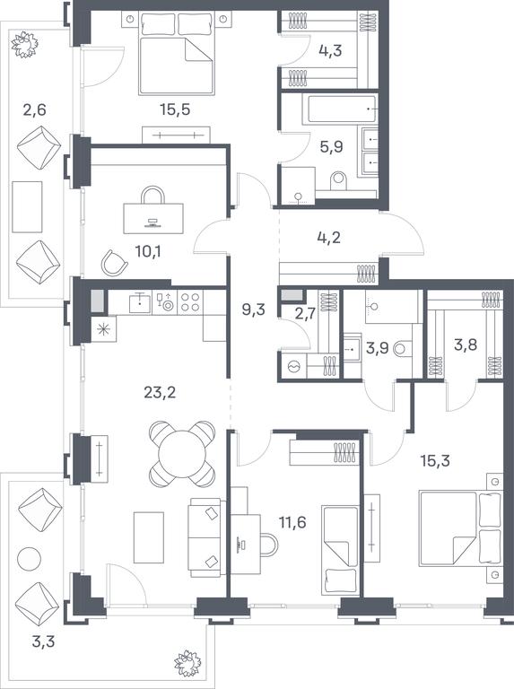 4-BD Apartment Sale, 115.7 sq. m. at Portland, Yuzhnoportovaya Street, 42с5, Moscow, Russia #2 4-BD Apartment Sale, 115.7 sq. m. at Portland, Yuzhnoportovaya Street, 42с5, Moscow, Russia #2
