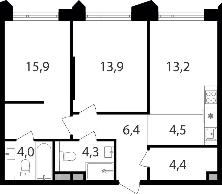 2-BD Apartment Sale, 66.6 sq. m. at Petrovskiy Park II, Stary Petrovsko-Razumovsky Drive, 1/23, Moscow, Russia #1