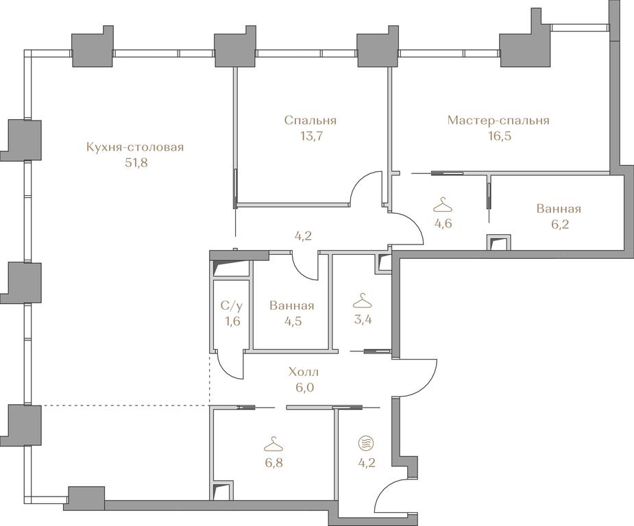 2-BD Apartment Sale, 123.5 sq. m. at Luzhniki Collection, Luzhnetskaya Embankment, 2/4с17, Moscow, Russia #1