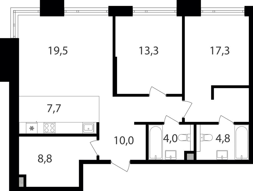 2-BD Apartment Sale, 85.4平方米 at Petrovskiy Park II, Stary Petrovsko-Razumovsky Drive, 1/23, Moscow, Russia #1
