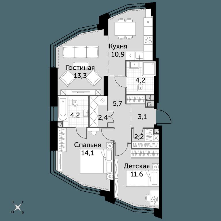 3-BD Apartment Sale, 71.7平方米 at Rotterdam, Varshavskoye Highway, 37Ак1с2, Moscow, Russia #1