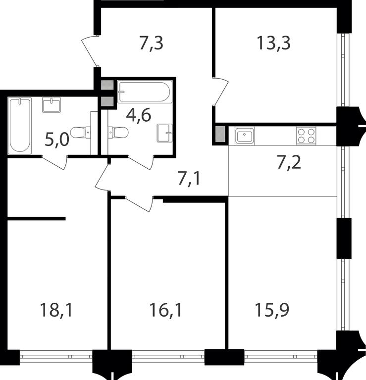 3-BD Apartment Sale, 94.6 sq. m. at Petrovskiy Park II, Stary Petrovsko-Razumovsky Drive, 1/23, Moscow, Russia #1