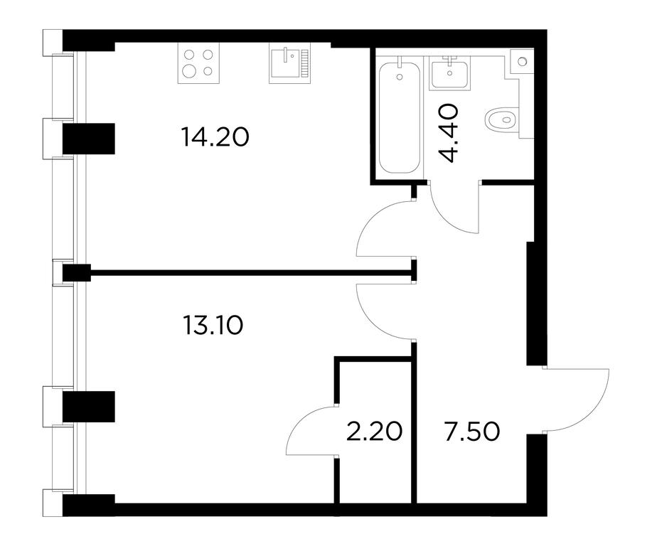 1-BD Apartment Sale, 41.4 sq. m. at Injoy, Admirala Makarova Street, 2с1, Moscow, Russia #1