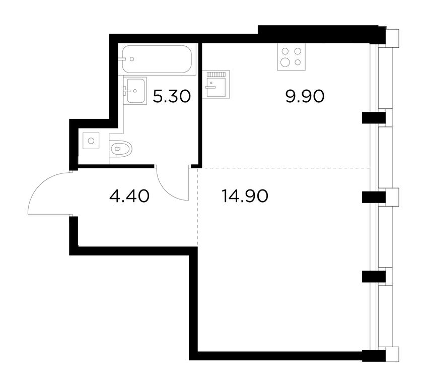 1-BD Apartment Sale, 34.5 sq. m. at Injoy, Admirala Makarova Street, 2с1, Moscow, Russia #1