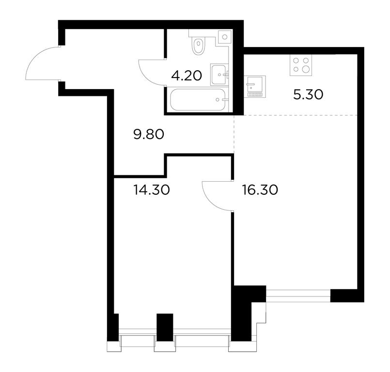 1-BD Apartment Sale, 49.9 sq. m. at Injoy, Admirala Makarova Street, 2с1, Moscow, Russia #1