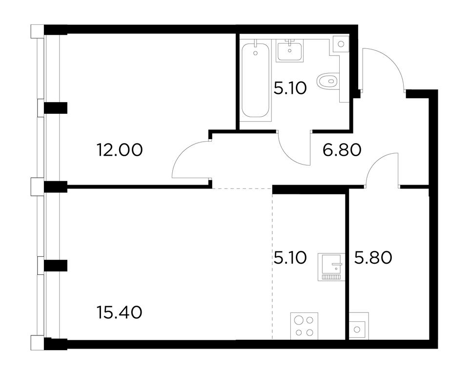 1-BD Apartment Sale, 50.2 sq. m. at Injoy, Admirala Makarova Street, 2с1, Moscow, Russia #1