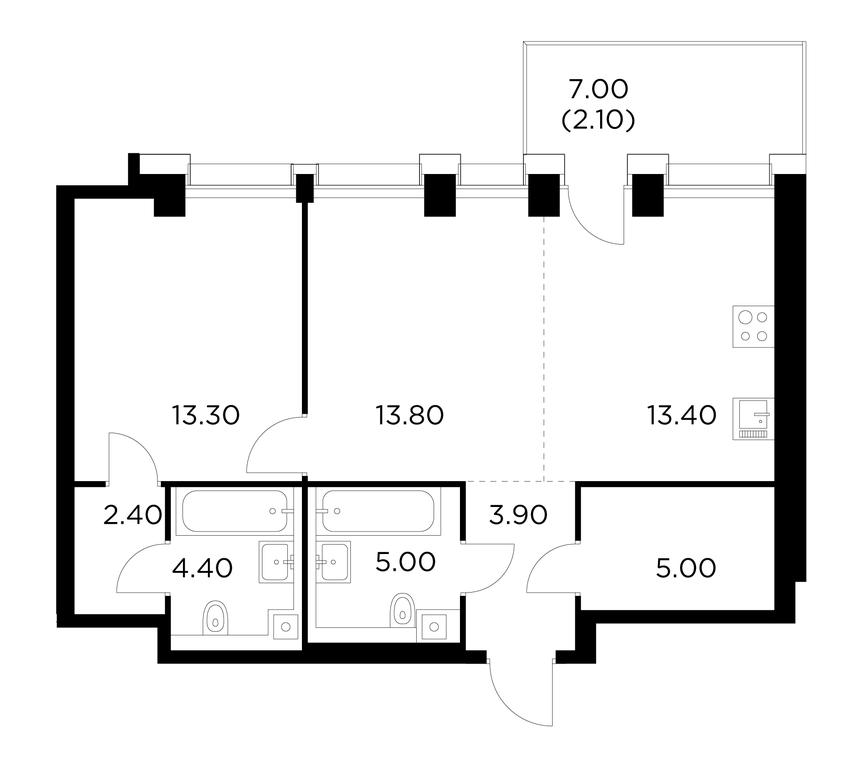 1-BD Apartment Sale, 63.3 sq. m. at Injoy, Admirala Makarova Street, 2с1, Moscow, Russia #1 1-BD Apartment Sale, 63.3 sq. m. at Injoy, Admirala Makarova Street, 2с1, Moscow, Russia #1