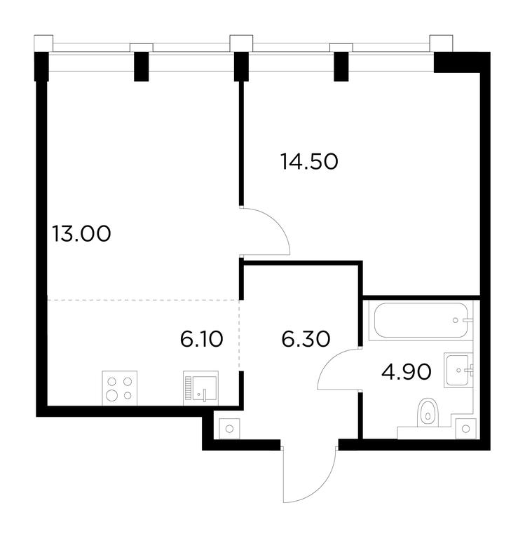 1-BD Apartment Sale, 44.8 sq. m. at Injoy, Admirala Makarova Street, 2с1, Moscow, Russia #1