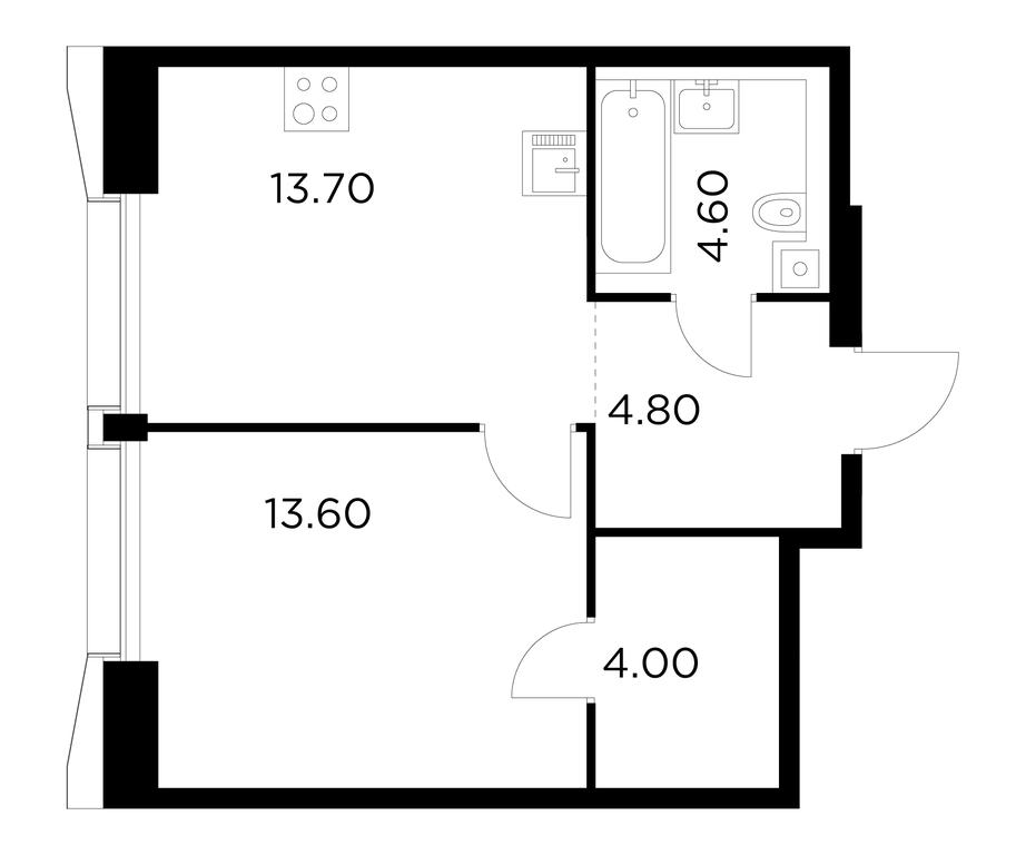 1-BD Apartment Sale, 40.7 sq. m. at Injoy, Admirala Makarova Street, 2с1, Moscow, Russia #1