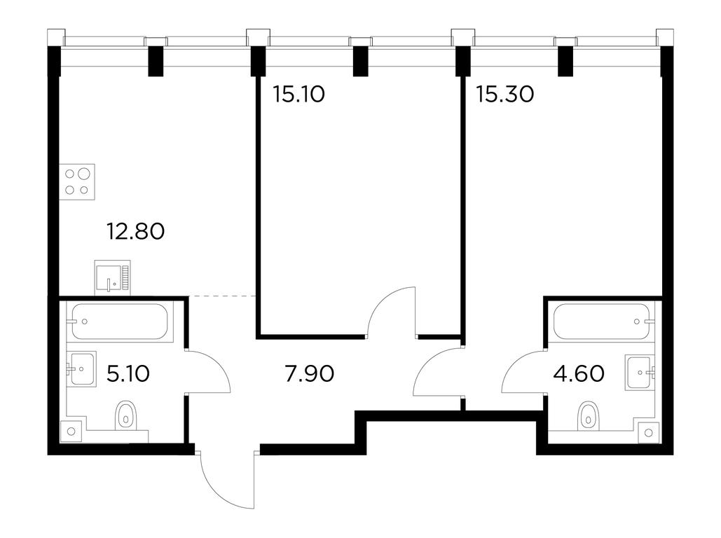 2-BD Apartment Sale, 60.8 sq. m. at Injoy, Admirala Makarova Street, 2с1, Moscow, Russia #1