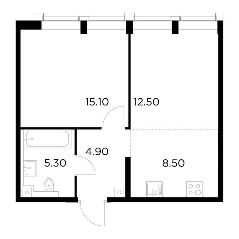 1-BD Apartment Sale, 46.3 sq. m. at Injoy, Admirala Makarova Street, 2с1, Moscow, Russia #1