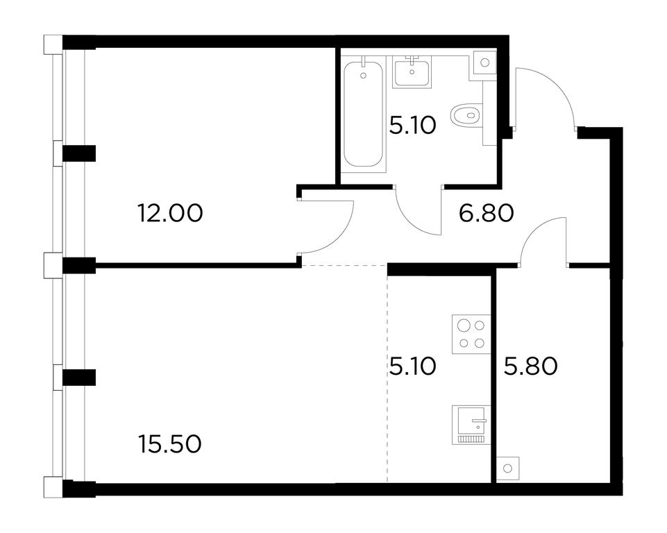 1-BD Apartment Sale, 50.3 sq. m. at Injoy, Admirala Makarova Street, 2с1, Moscow, Russia #1 1-BD Apartment Sale, 50.3 sq. m. at Injoy, Admirala Makarova Street, 2с1, Moscow, Russia #1