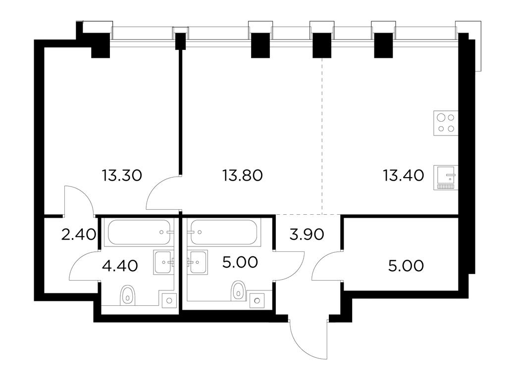 1-BD Apartment Sale, 61.2 sq. m. at Injoy, Admirala Makarova Street, 2с1, Moscow, Russia #1