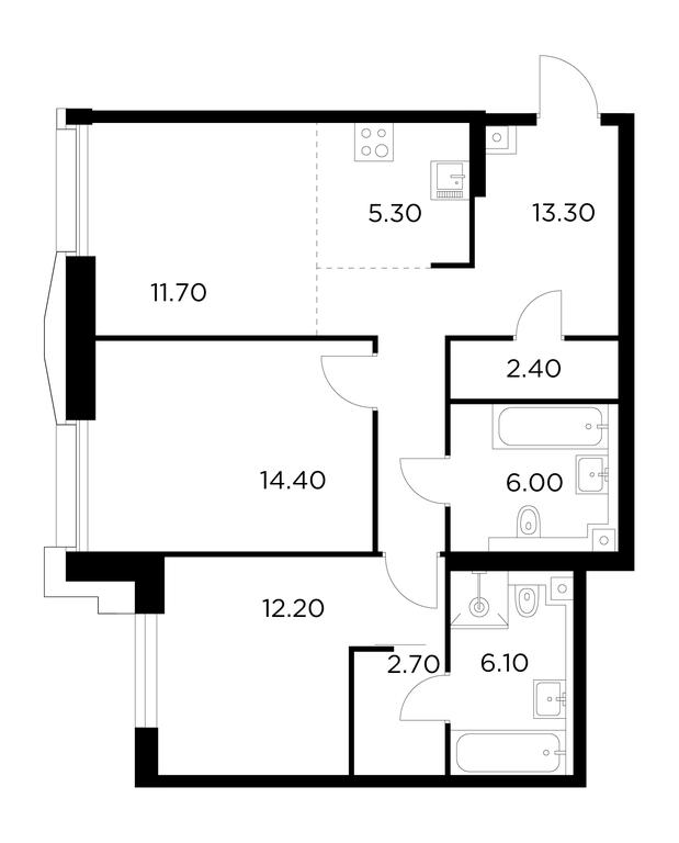 2-BD Apartment Sale, 73.9 sq. m. at Injoy, Admirala Makarova Street, 2с1, Moscow, Russia #1 2-BD Apartment Sale, 73.9 sq. m. at Injoy, Admirala Makarova Street, 2с1, Moscow, Russia #1
