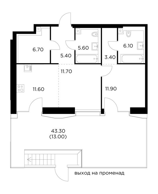 1-BD Apartment Sale, 75.4 sq. m. at Injoy, Admirala Makarova Street, 2с1, Moscow, Russia #1 1-BD Apartment Sale, 75.4 sq. m. at Injoy, Admirala Makarova Street, 2с1, Moscow, Russia #1