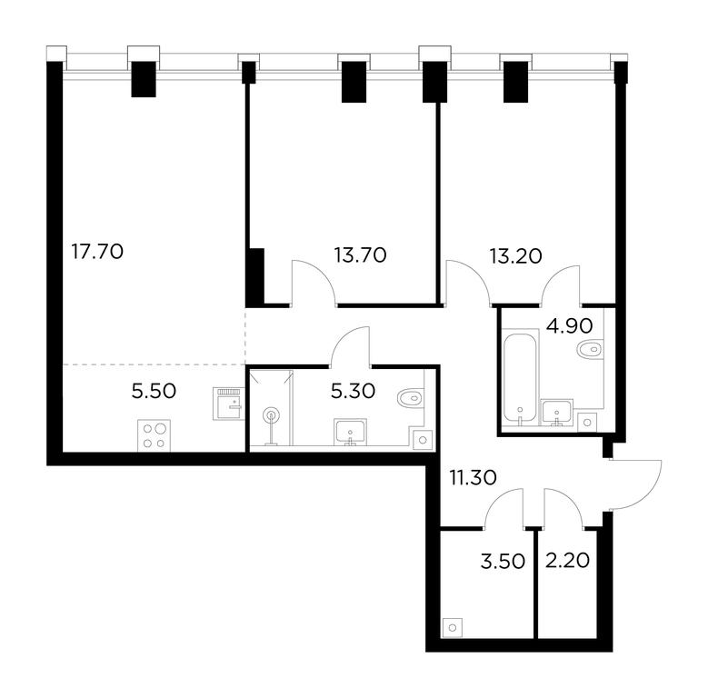 2-BD Apartment Sale, 77.3 sq. m. at Injoy, Admirala Makarova Street, 2с1, Moscow, Russia #1 2-BD Apartment Sale, 77.3 sq. m. at Injoy, Admirala Makarova Street, 2с1, Moscow, Russia #1