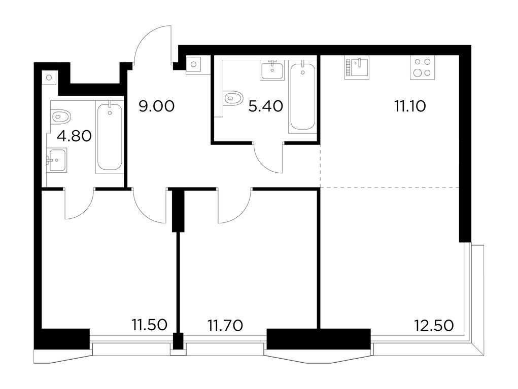 2-BD Apartment Sale, 66 sq. m. at Injoy, Admirala Makarova Street, 2с1, Moscow, Russia #1