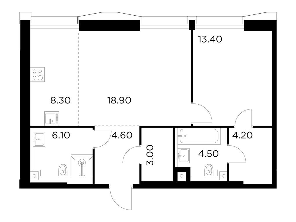 1-BD Apartment Sale, 63 sq. m. at Injoy, Admirala Makarova Street, 2с1, Moscow, Russia #1