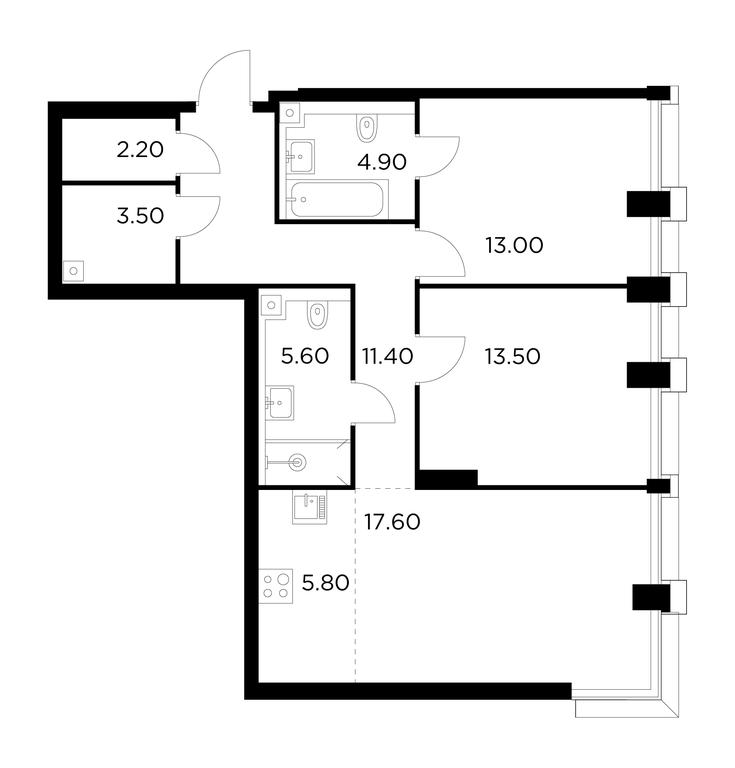 2-BD Apartment Sale, 77.5 sq. m. at Injoy, Admirala Makarova Street, 2с1, Moscow, Russia #1 2-BD Apartment Sale, 77.5 sq. m. at Injoy, Admirala Makarova Street, 2с1, Moscow, Russia #1