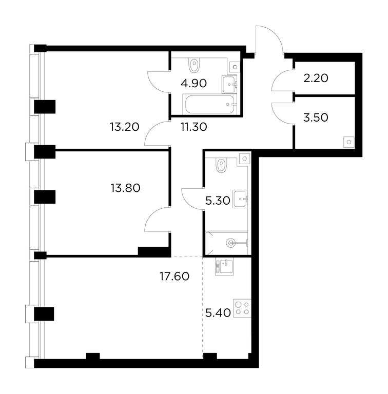 2-BD Apartment Sale, 77.2平方米 at Injoy, Admirala Makarova Street, 2с1, Moscow, Russia #1 2-BD Apartment Sale, 77.2平方米 at Injoy, Admirala Makarova Street, 2с1, Moscow, Russia #1