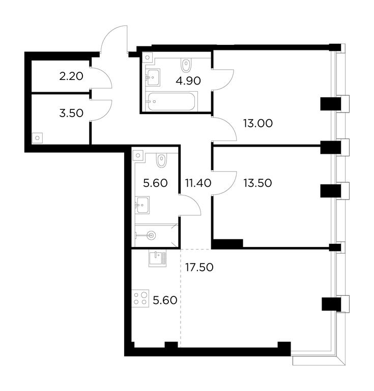 2-BD Apartment Sale, 77.2平方米 at Injoy, Admirala Makarova Street, 2с1, Moscow, Russia #1 2-BD Apartment Sale, 77.2平方米 at Injoy, Admirala Makarova Street, 2с1, Moscow, Russia #1