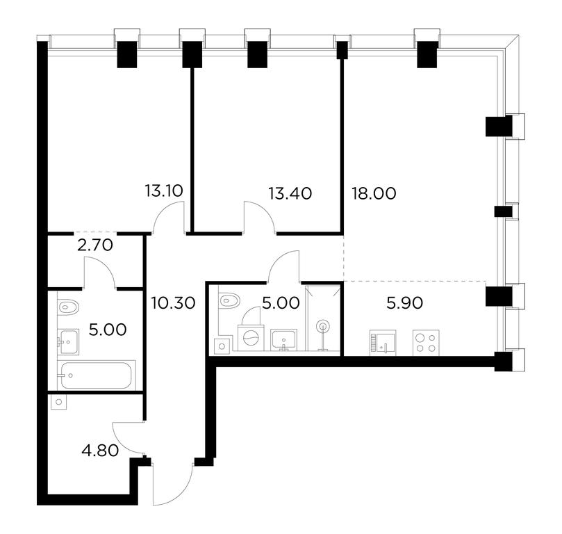 2-BD Apartment Sale, 78.1 sq. m. at Injoy, Admirala Makarova Street, 2с1, Moscow, Russia #1 2-BD Apartment Sale, 78.1 sq. m. at Injoy, Admirala Makarova Street, 2с1, Moscow, Russia #1