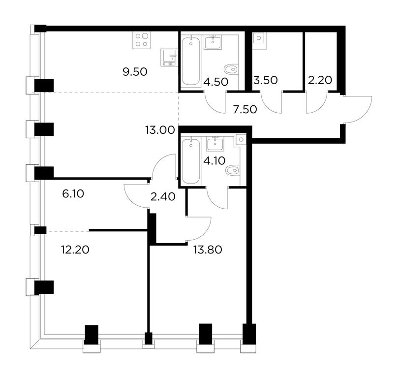 2-BD Apartment Sale, 78.8 sq. m. at Injoy, Admirala Makarova Street, 2с1, Moscow, Russia #1
