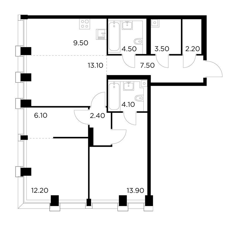 2-BD Apartment Sale, 79 sq. m. at Injoy, Admirala Makarova Street, 2с1, Moscow, Russia #1