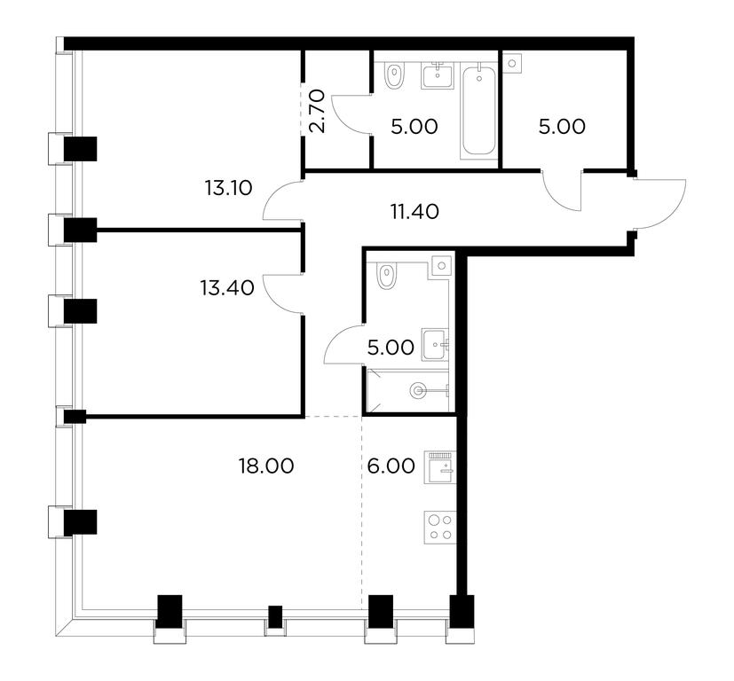 2-BD Apartment Sale, 79.6 sq. m. at Injoy, Admirala Makarova Street, 2с1, Moscow, Russia #1