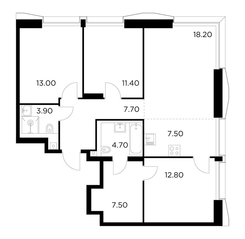 3-BD Apartment Sale, 86.7 sq. m. at Injoy, Admirala Makarova Street, 2с1, Moscow, Russia #1