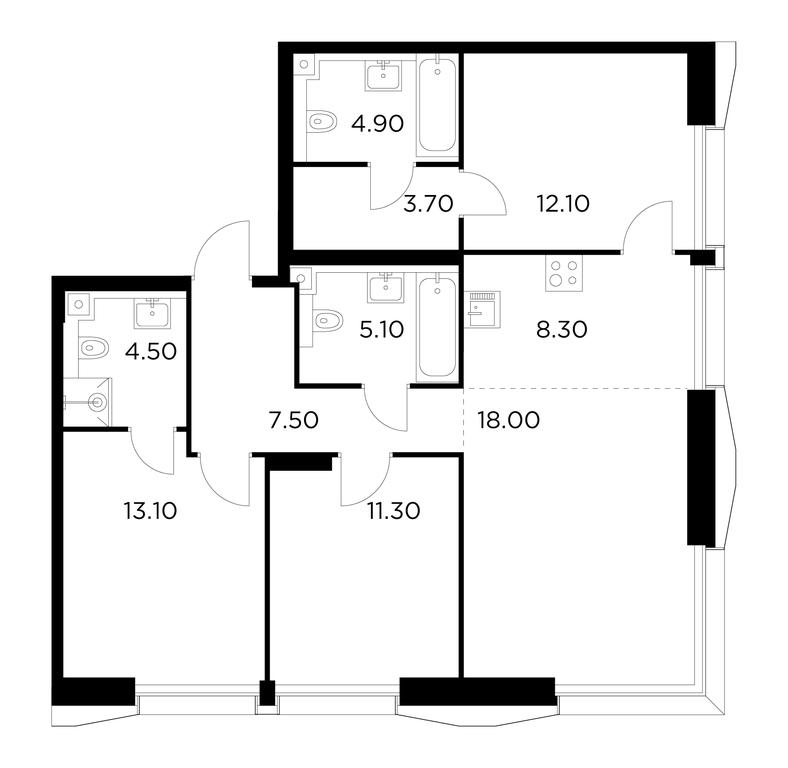 3-BD Apartment Sale, 88.5平方米 at Injoy, Admirala Makarova Street, 2с1, Moscow, Russia #1 3-BD Apartment Sale, 88.5平方米 at Injoy, Admirala Makarova Street, 2с1, Moscow, Russia #1