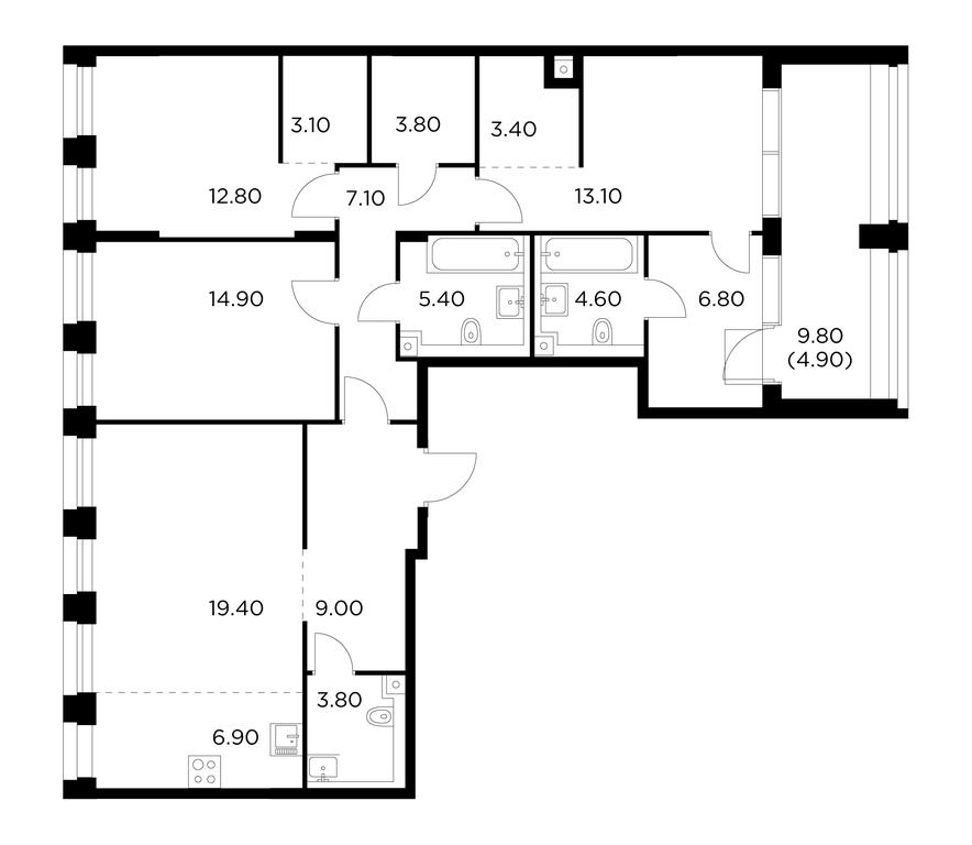 3-BD Apartment Sale, 119平方米 at Injoy, Admirala Makarova Street, 2с1, Moscow, Russia #1
